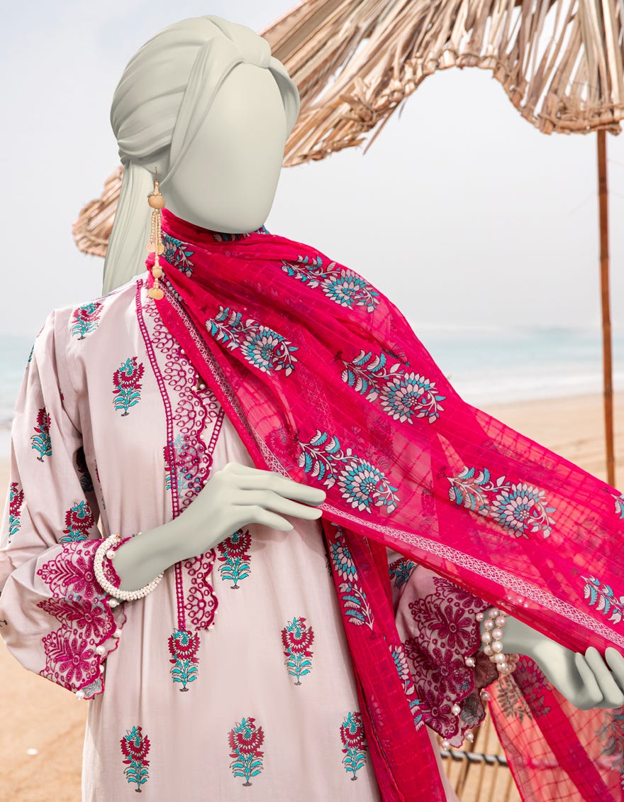 PINK LAWN EMBROIDERED UNSTITCHED 2PC | JLAWN-S-JDS-25-1065