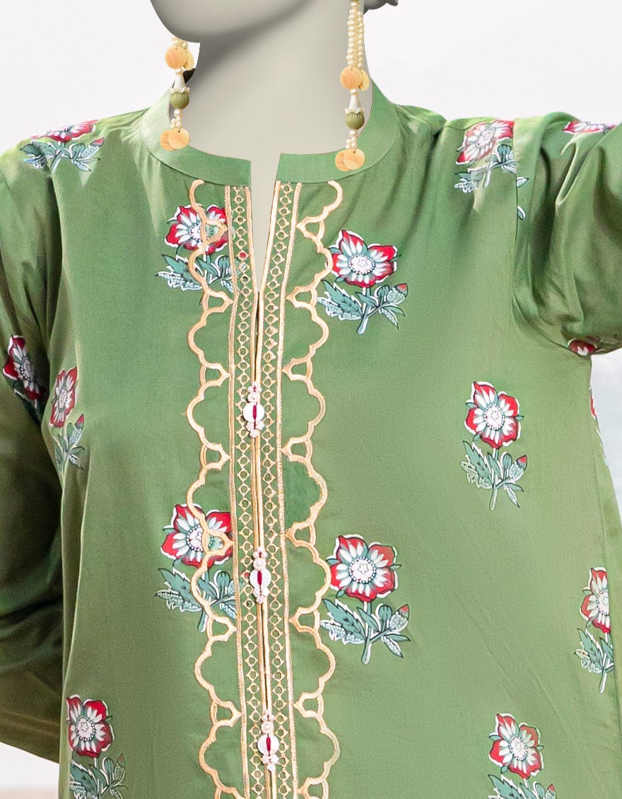 GREEN LAWN EMBROIDERED UNSTITCHED 2PC | JLAWN-S-JDS-25-1066