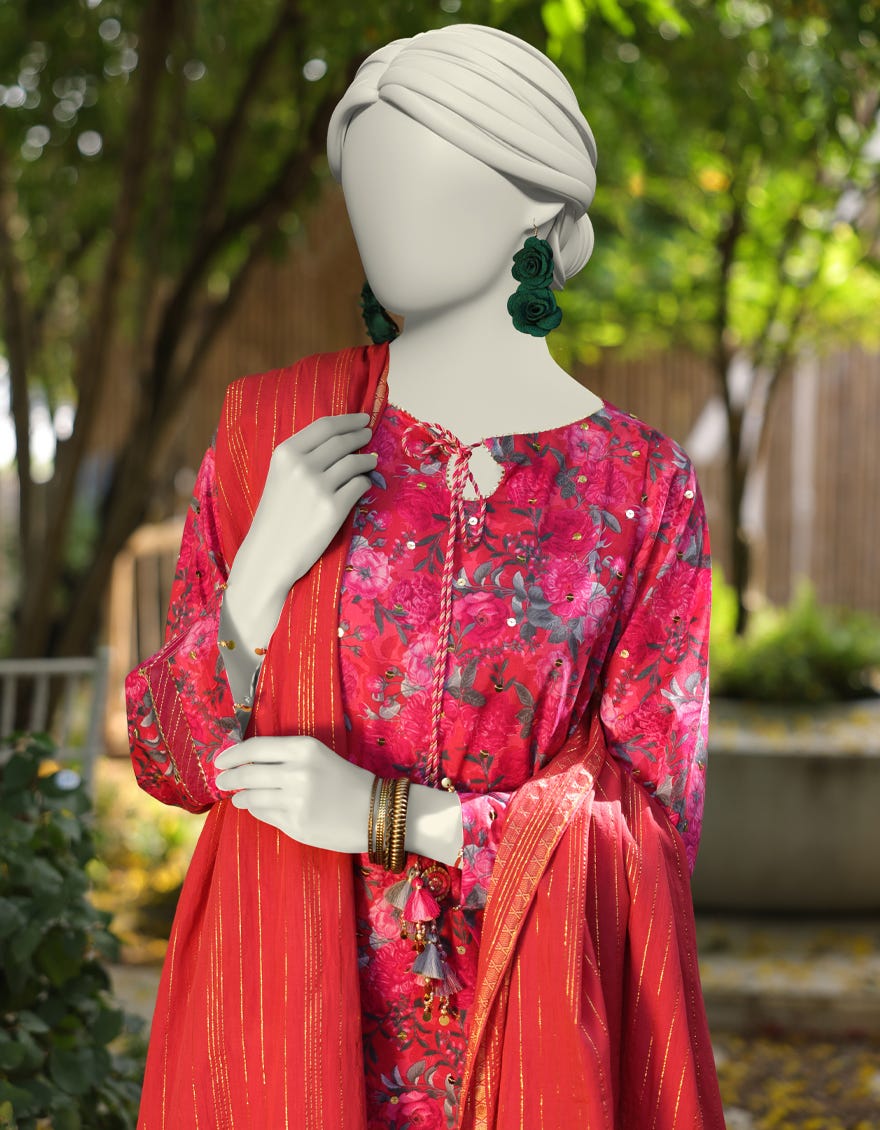 PINK LAWN EMBROIDERED UNSTITCHED 2PC | JLAWN-S-JDS-25-1071