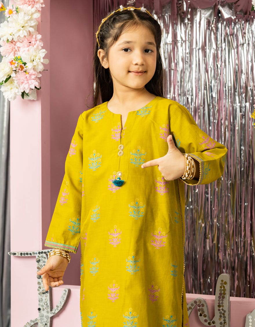 GREEN DOBBY PRINTED 2PC STITCHED