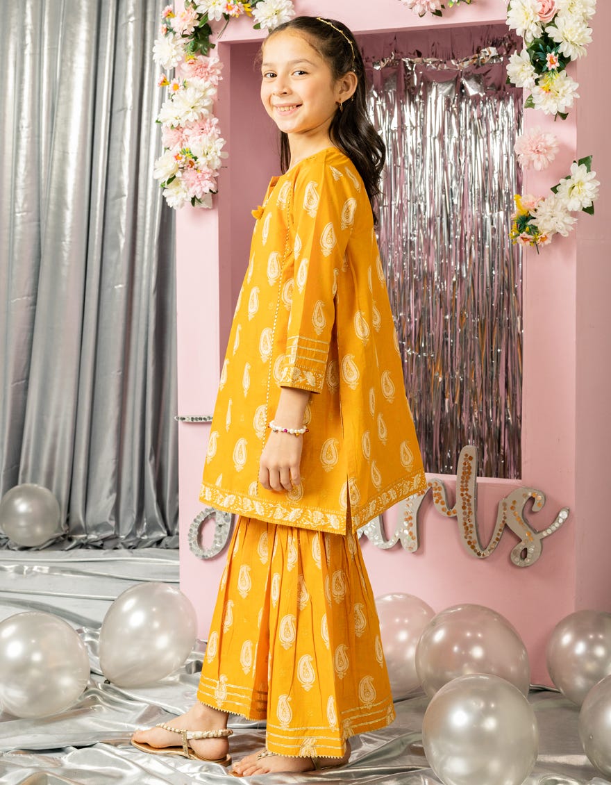 MUSTARD LAWN PRINTED 2PC STITCHED