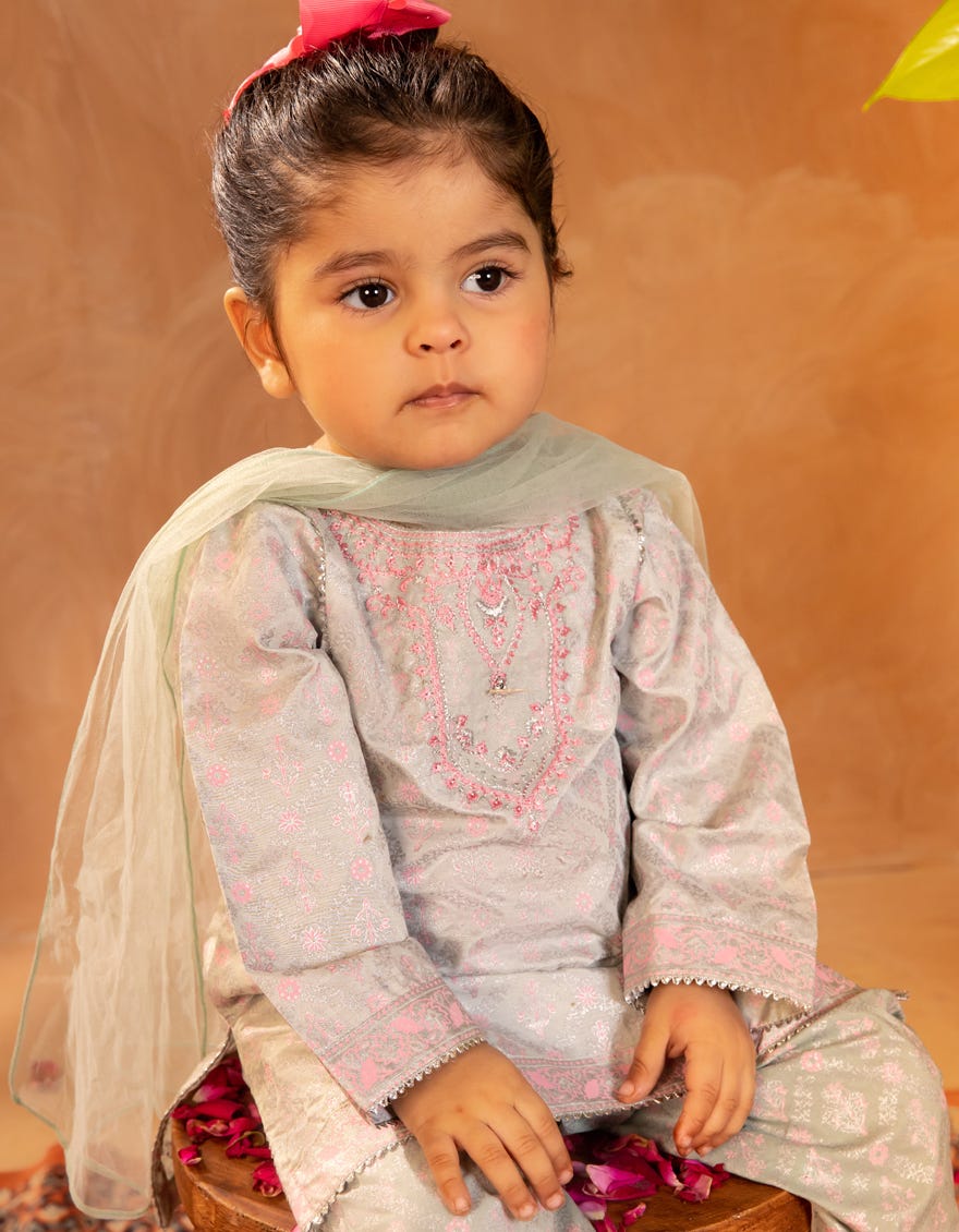 GREEN COTTON SILK EMBROIDERED 3PC STITCHED