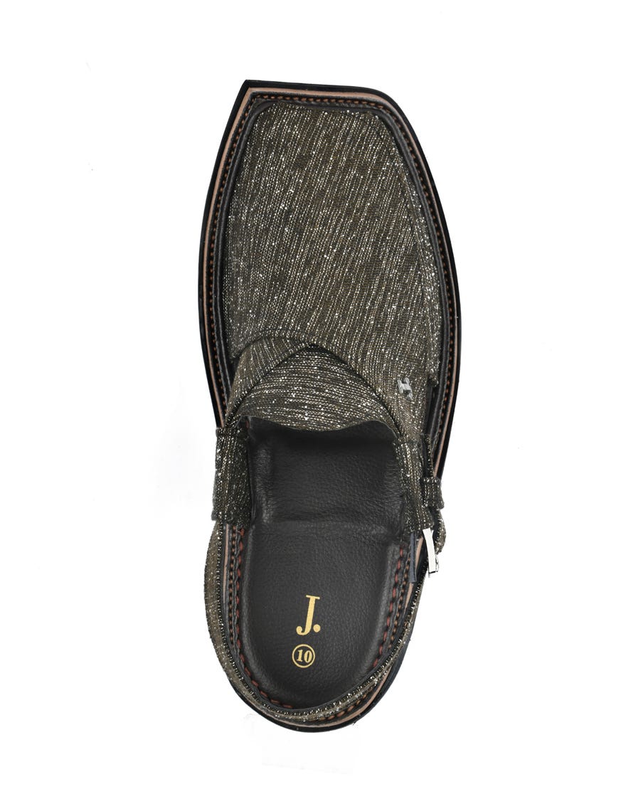 Black Trendy Peshawari Chappal | Jjfw-Jpc-11471
