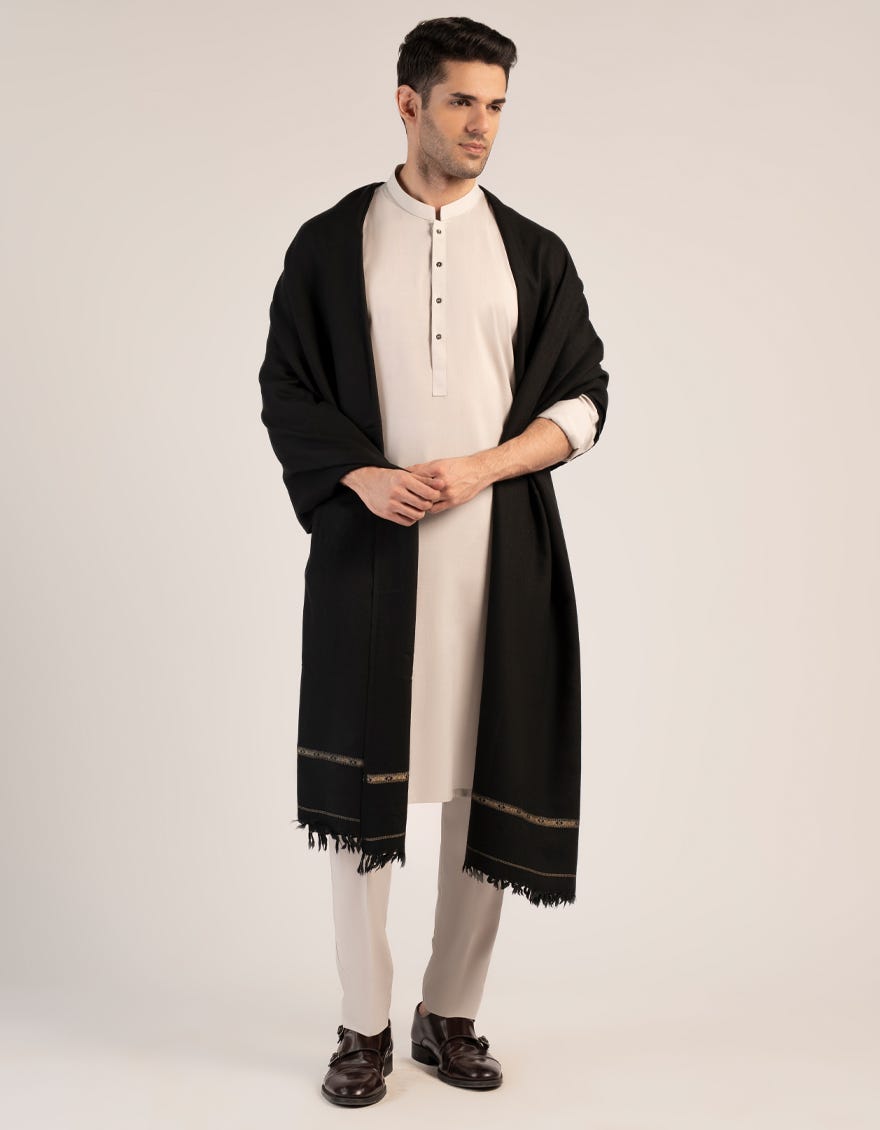 BLACK WOOL SHAWL
