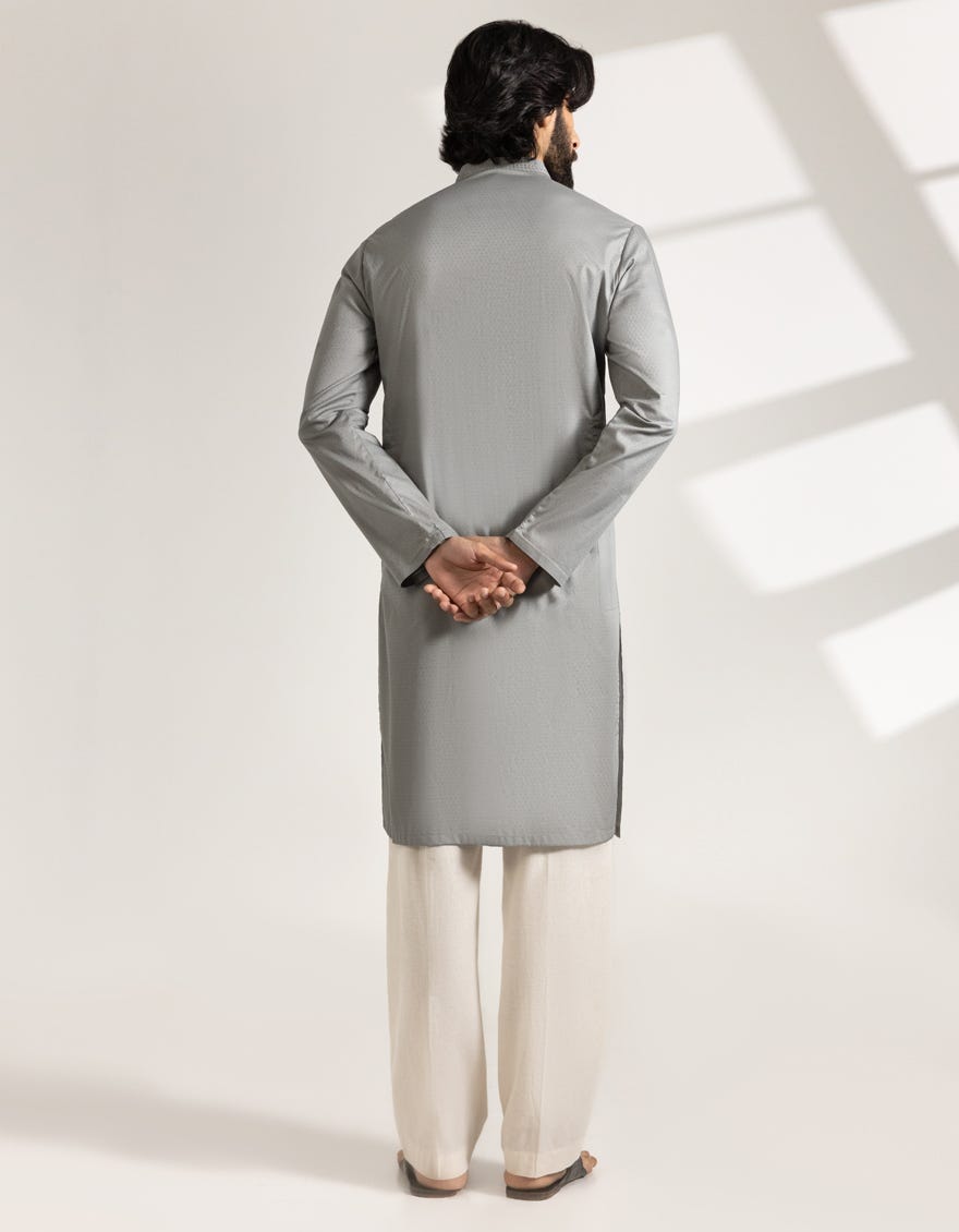 GREY COTTON SEMI-FORMAL KURTA