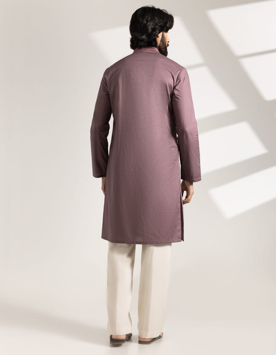 MAUVE COTTON SEMI-FORMAL KURTA