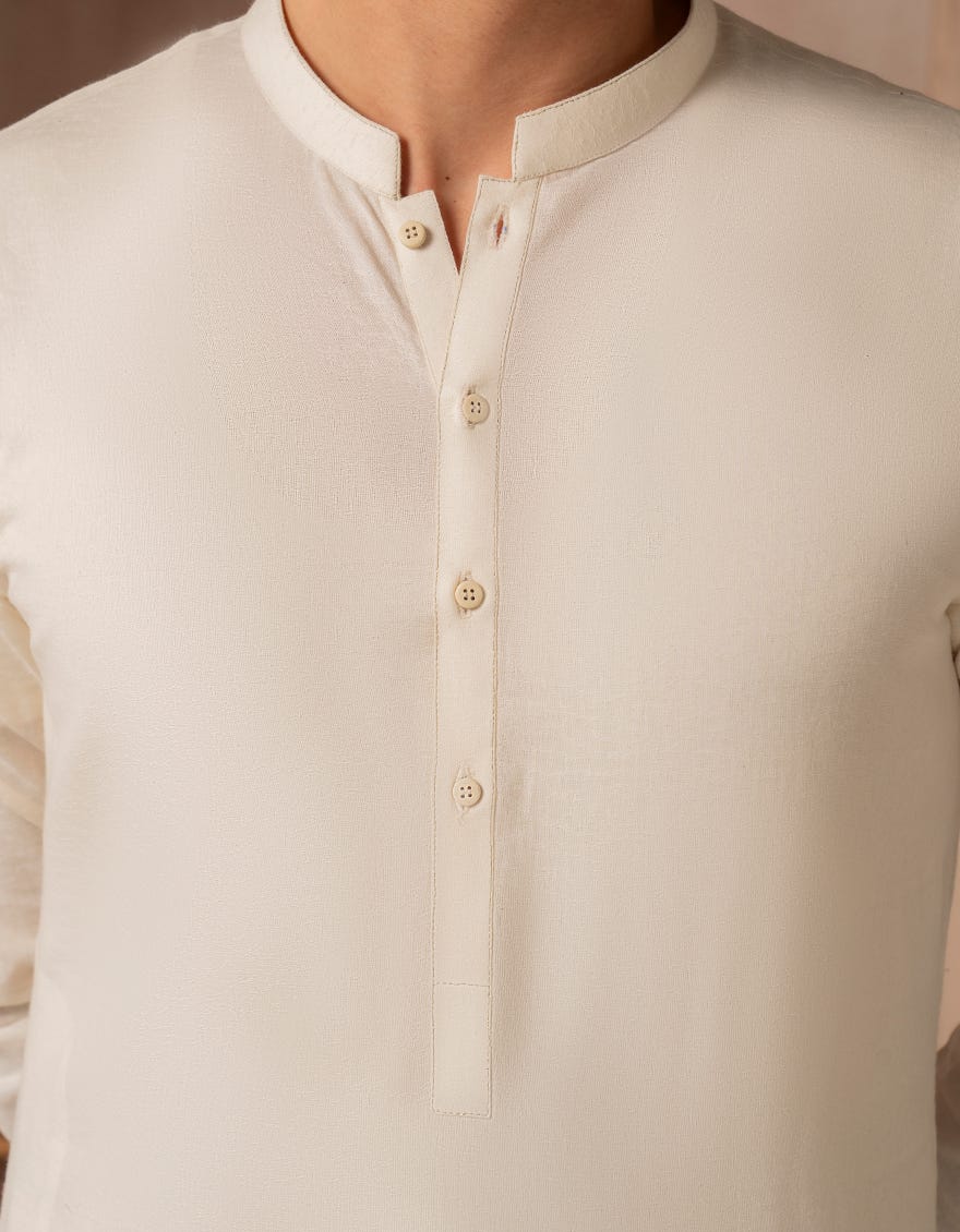 CREAM COTTON CASUAL KURTA