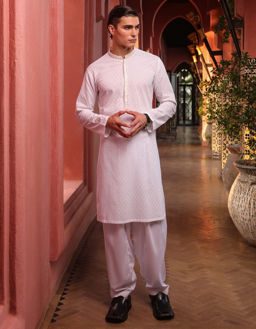 WHITE COTTON KURTA | JJK-S-47157