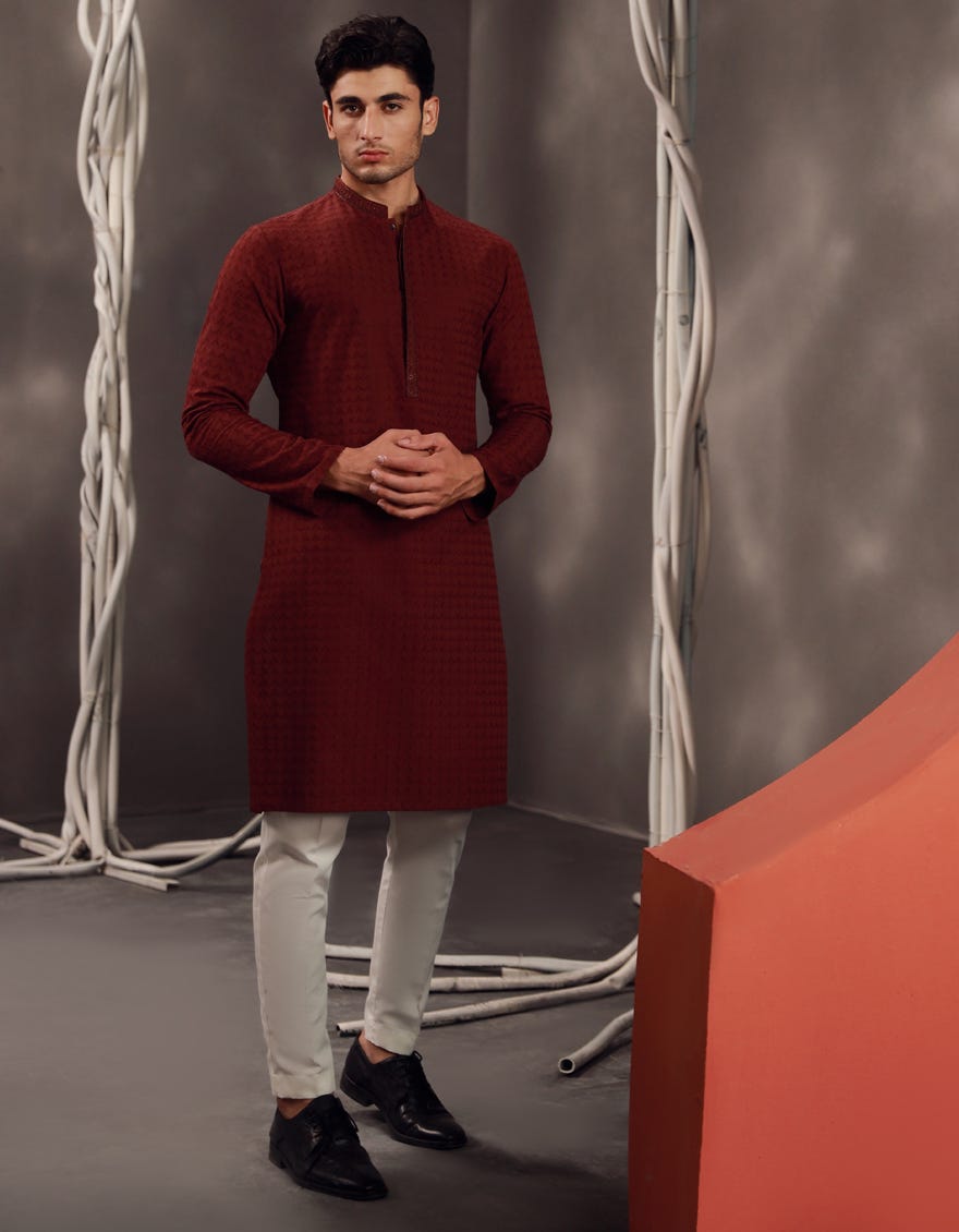 PLUM COTTON FORMAL KURTA