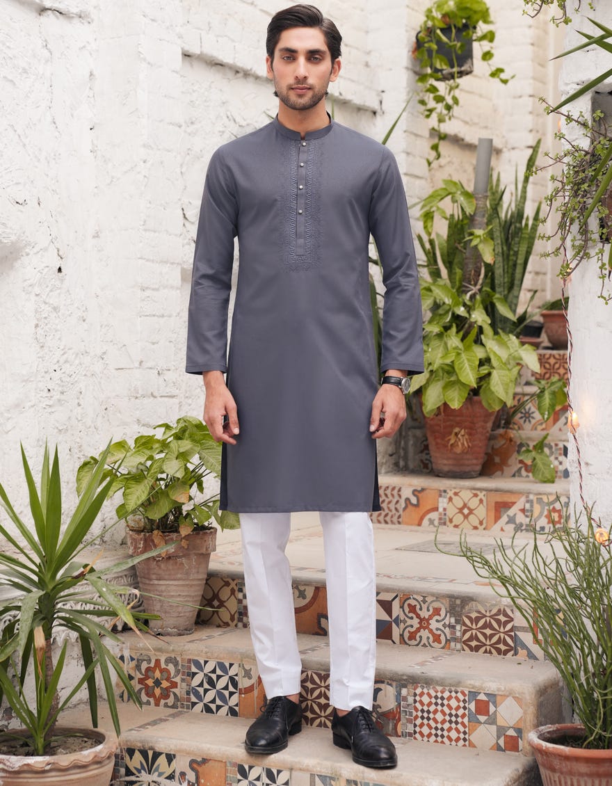GREY BLENDED SEMI-FORMAL KURTA