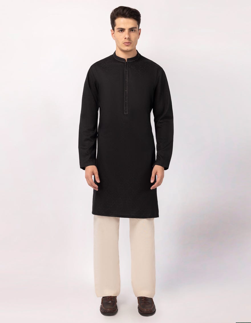 BLACK BLENDED FORMAL KURTA