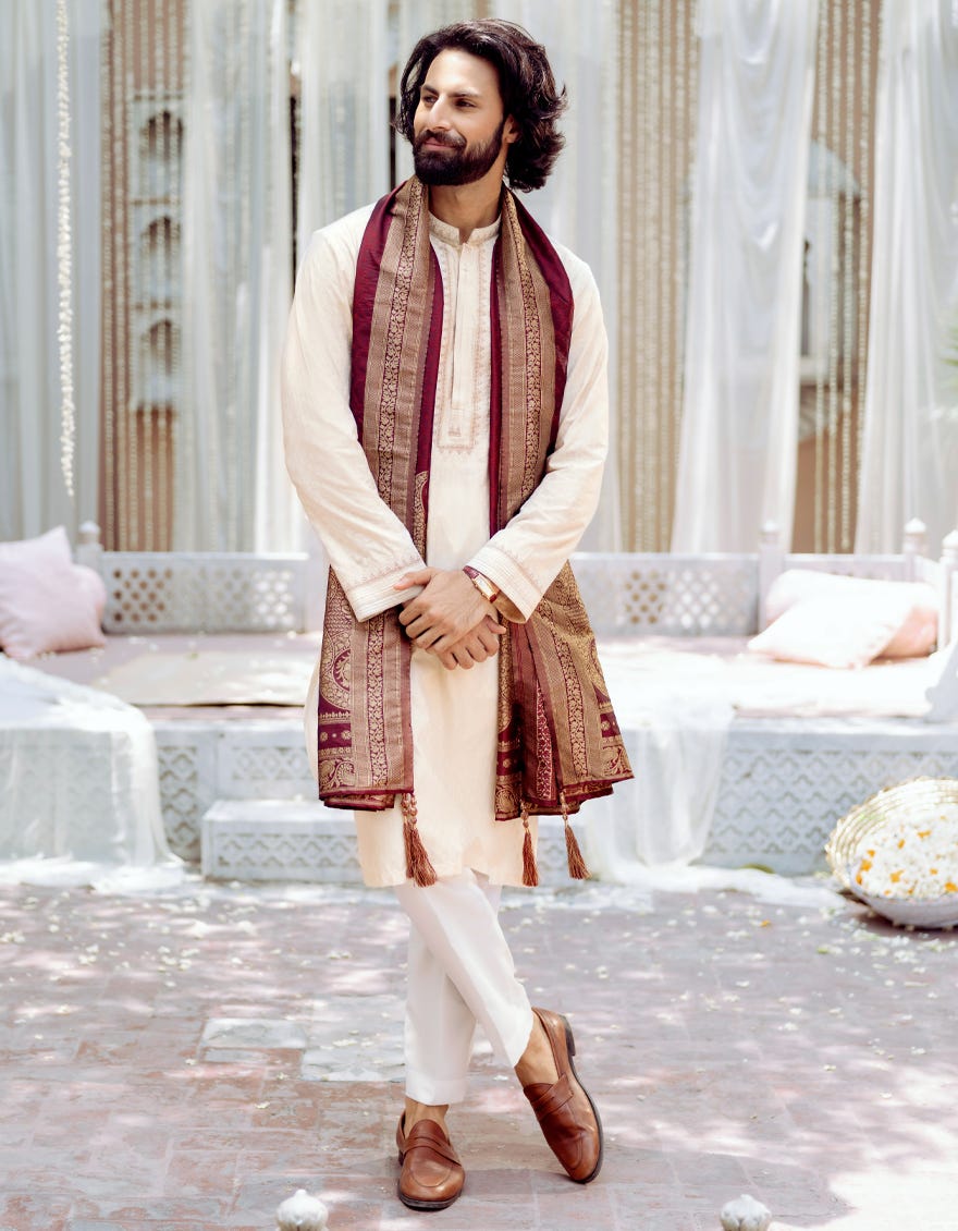 CREAM BLENDED SPECIAL KURTA | JJK-SP-A-48085