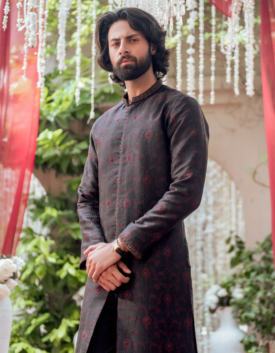 Black Blended Special Men's Kurta | Jjk-Sp-A-48131