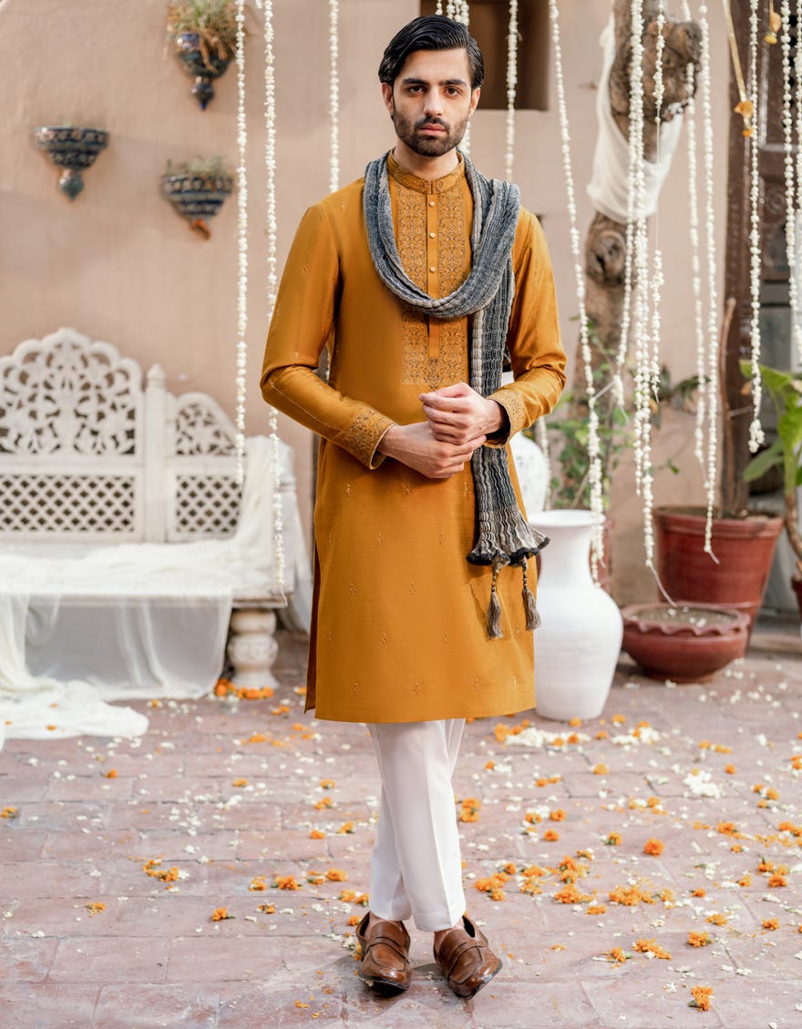 Rust Blended Special Men's Kurta | Jjk-Sp-48172