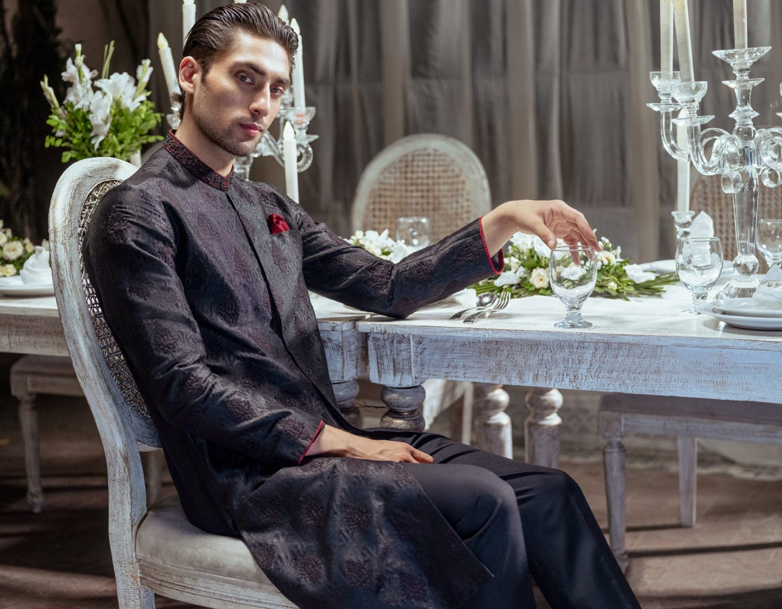 Black Blended Special Men's Kurta | Jjk-Sp-A-48110