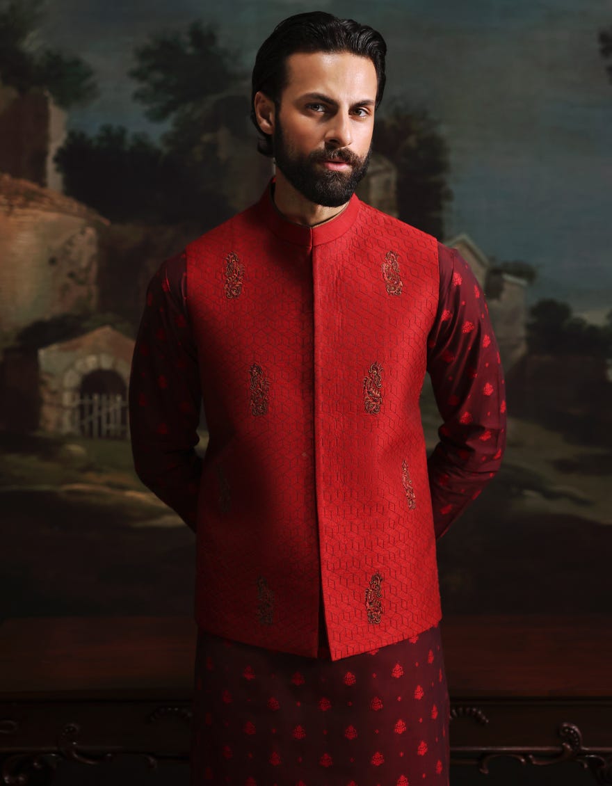 red-poly-cotton-kurta-trousers-jjkpvca48264