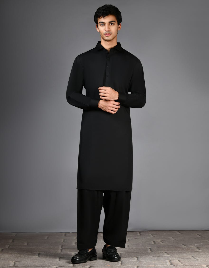 BLACK BLENDED KAMEEZ SHALWAR | JJKS-A-30729-R35-AP