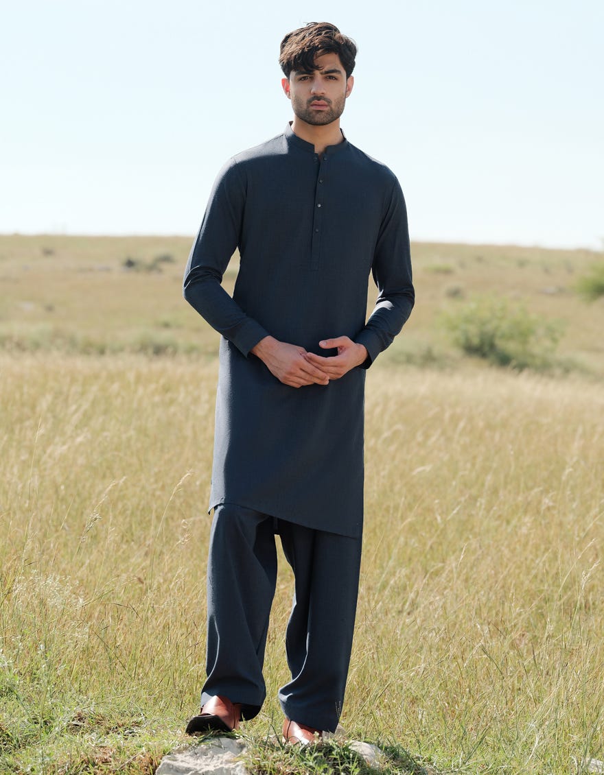 NAVY BLUE COTTON KAMEEZ SHALWAR | JJKS-A-33021