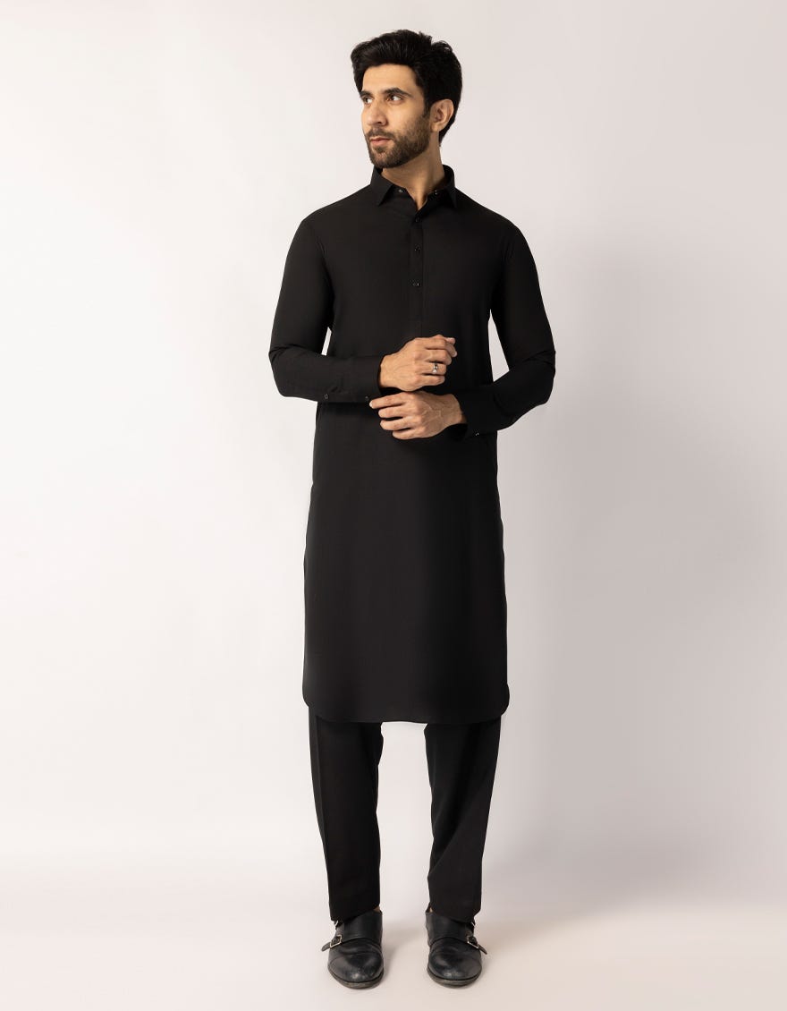 BLACK PLAIN KAMEEZ SHALWAR