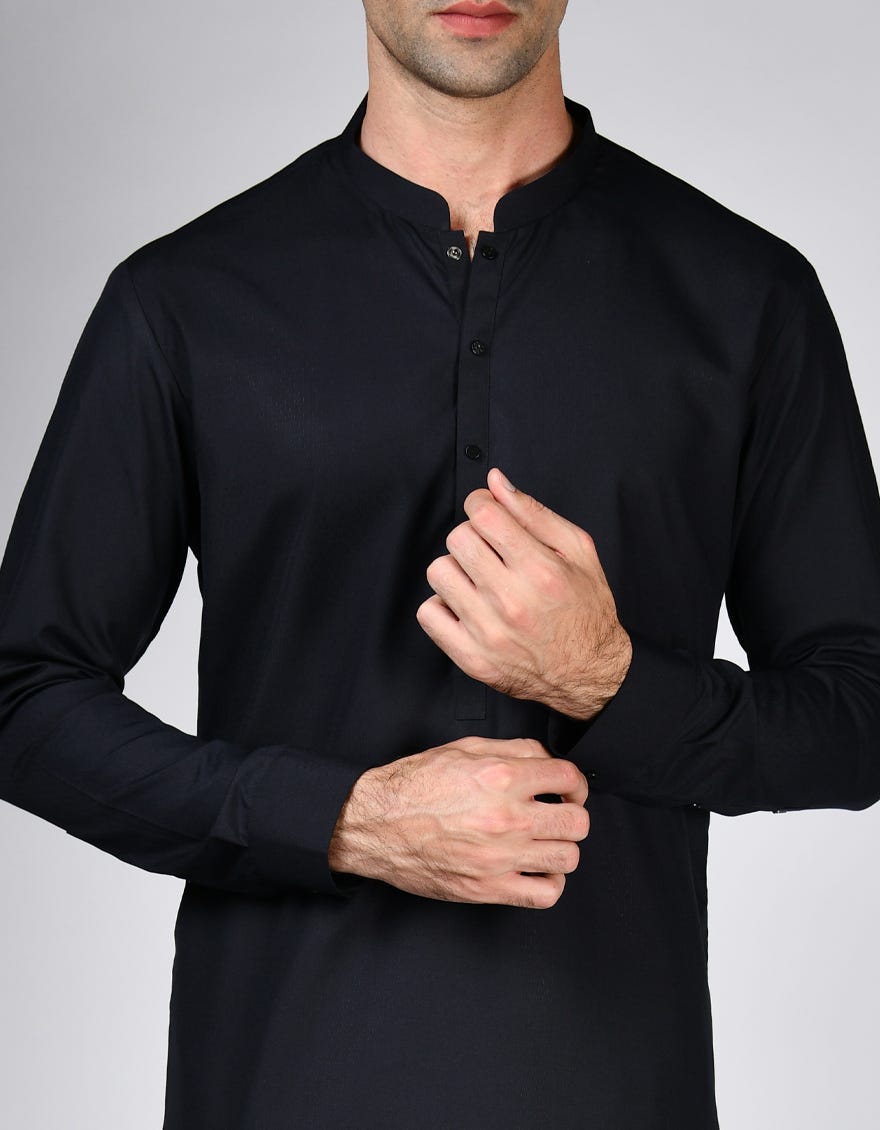 Charcoal Blended Men's Kameez Shalwar | Jjks-S-47170