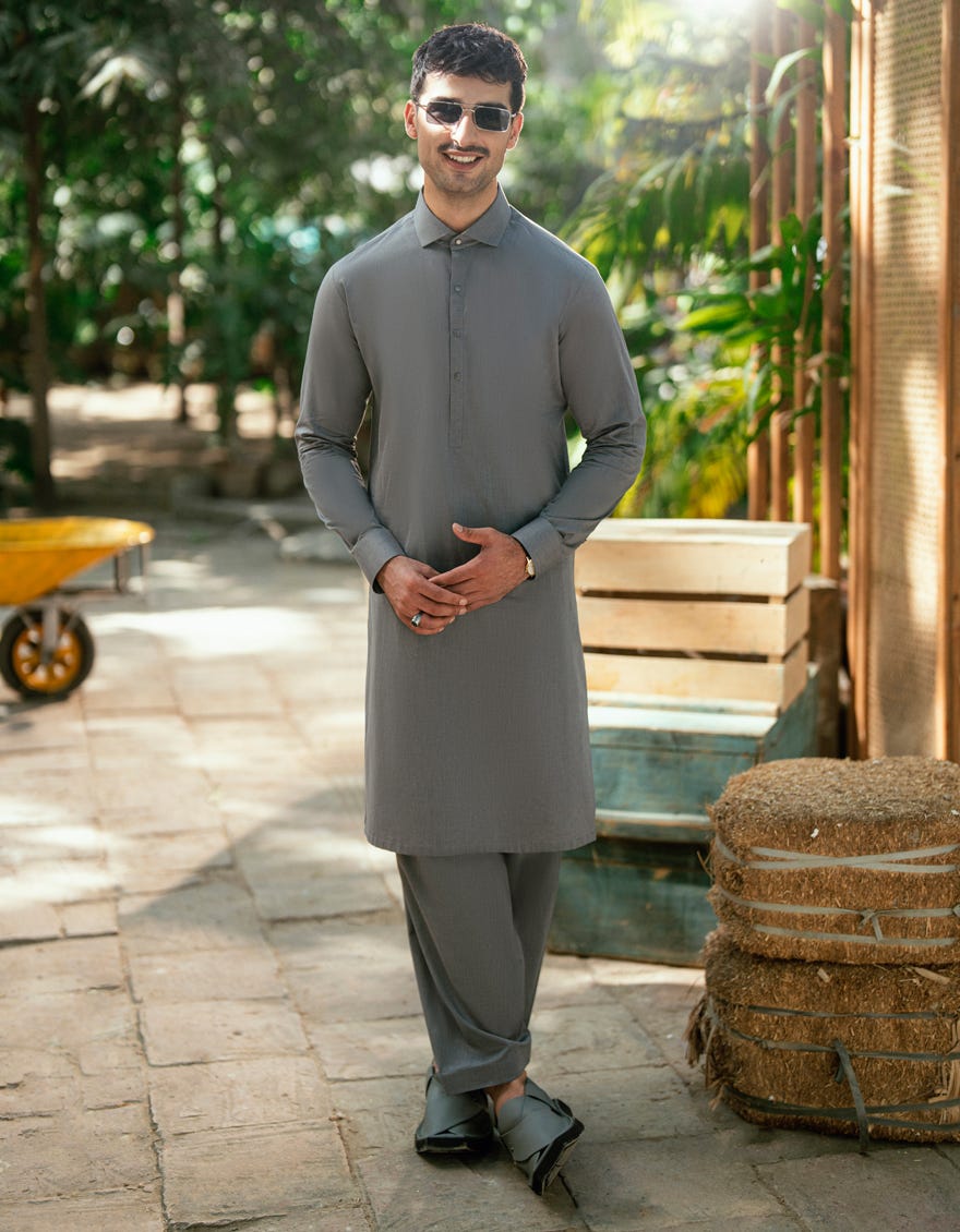 GREY COTTON CASUAL KAMEEZ SHALWAR