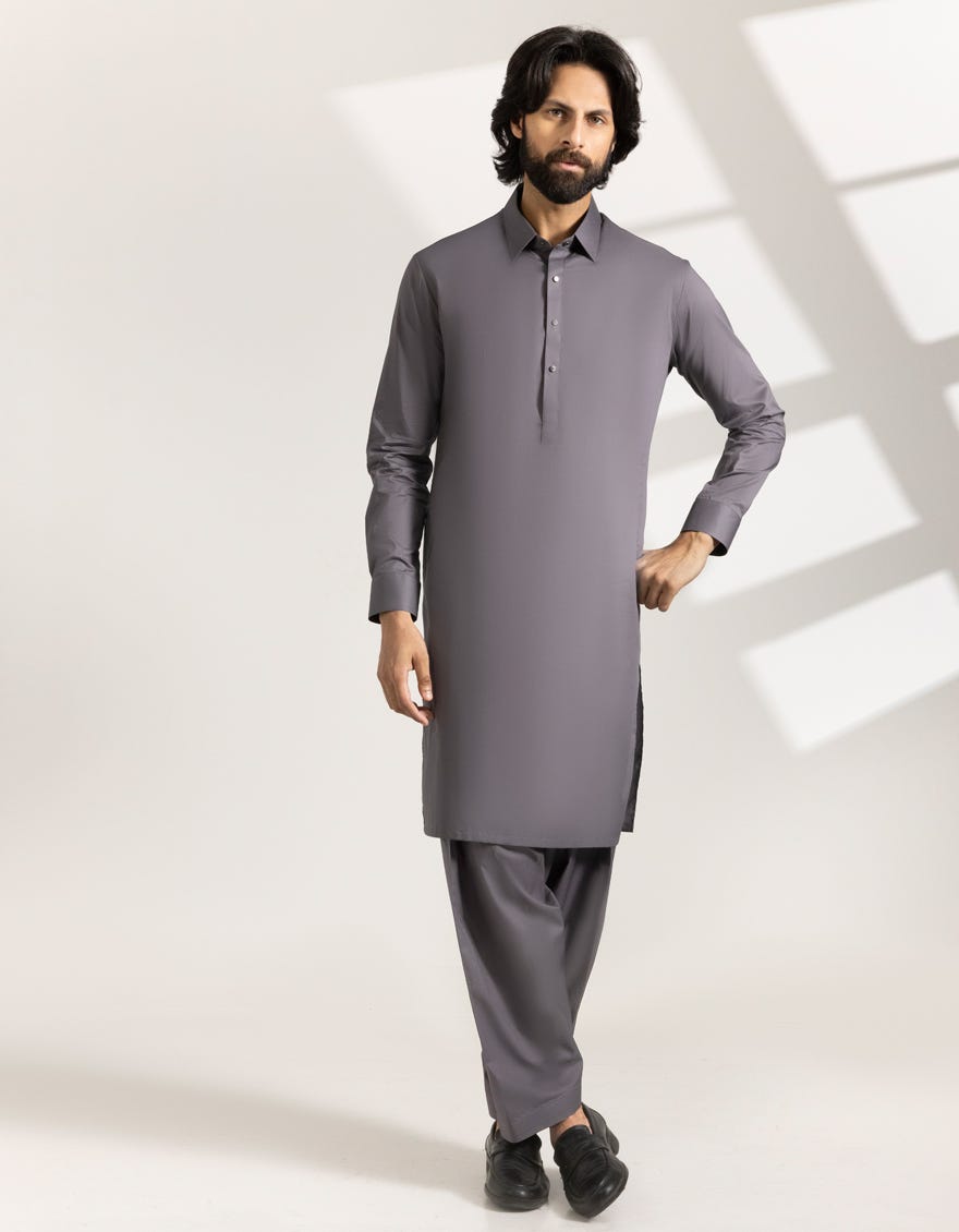 GREY COTTON CASUAL KAMEEZ SHALWAR