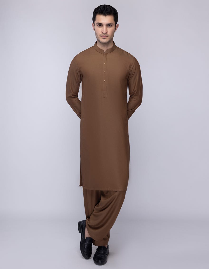 BROWN BLENDED KAMEEZ SHALWAR | JJKS-W-50018