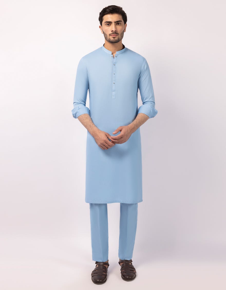 SKY BLUE CASUAL KURTA TROUSERS