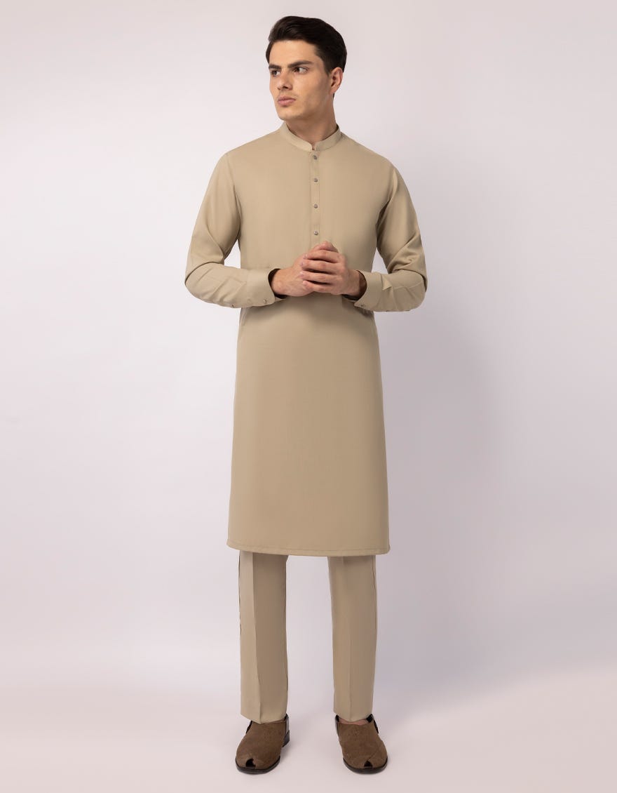 BEIGE CASUAL KURTA TROUSERS