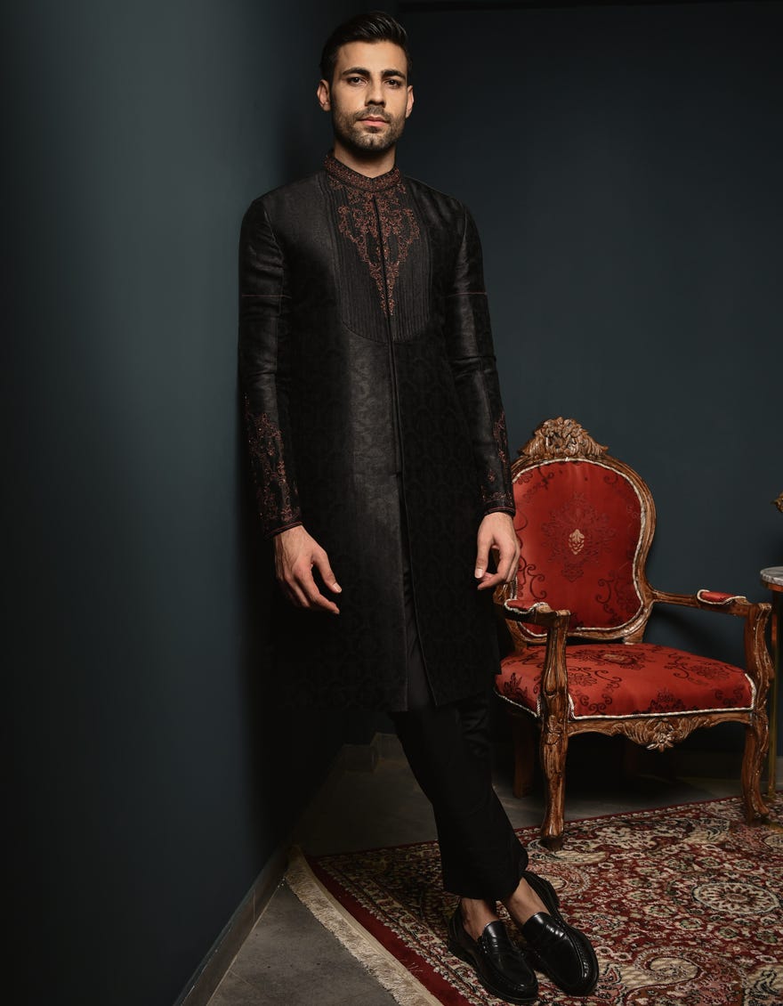 Black Blended Special Men's Kurta | Jjk-Sp-45009