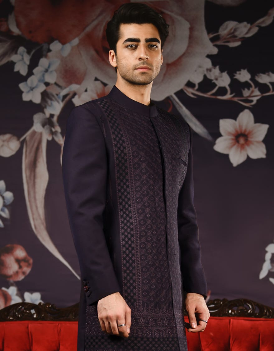PURPLE SUITING SHERWANI | JJSWP-539