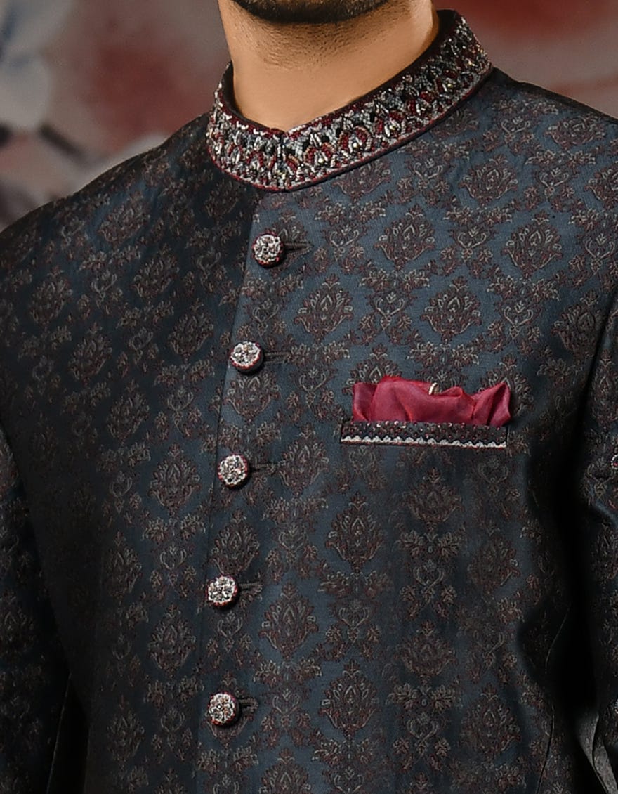 GREY GREEN SHERWANI | JJSW-542