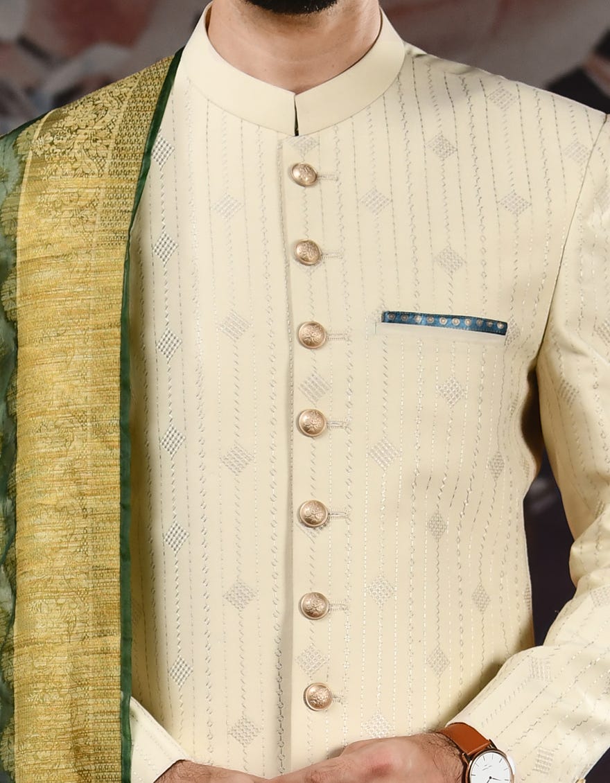 BEIGE BLENDED SHERWANI | JJSWP-547