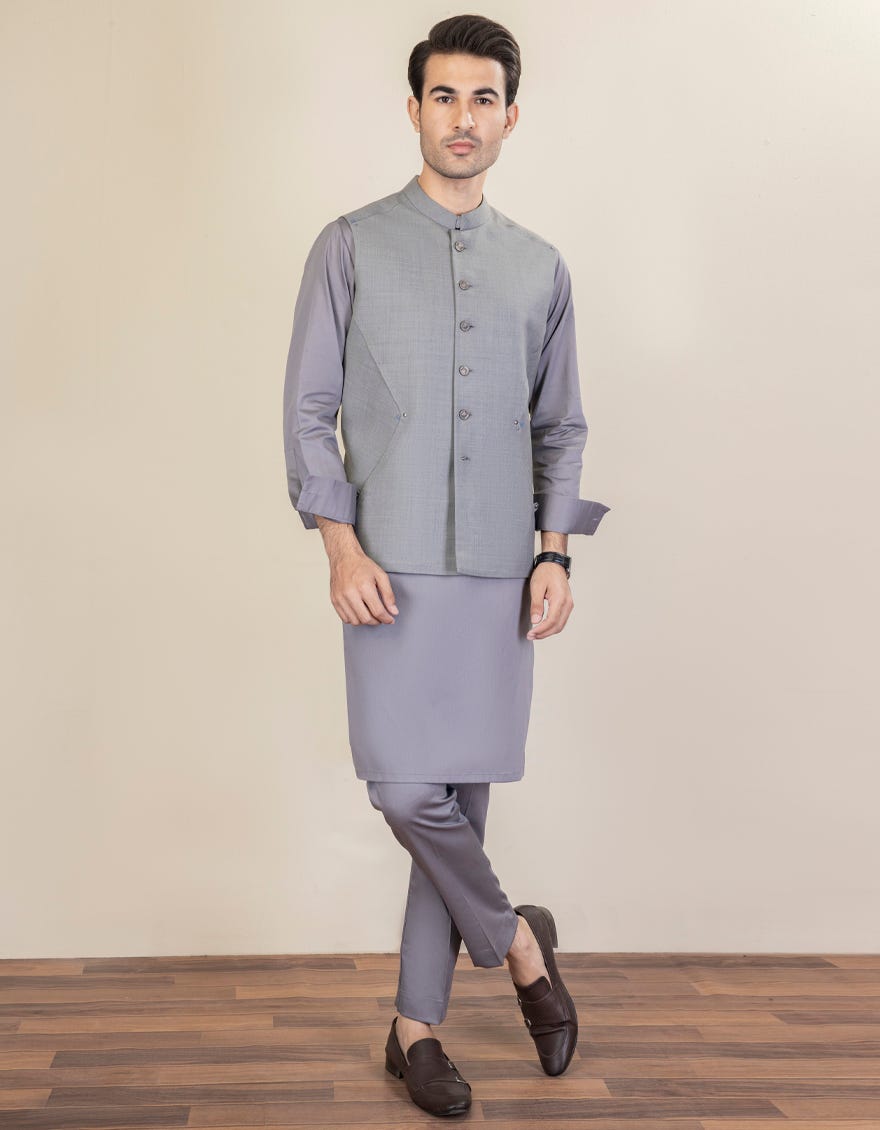 GREY BLENDED WAISTCOAT | JJVC-27477