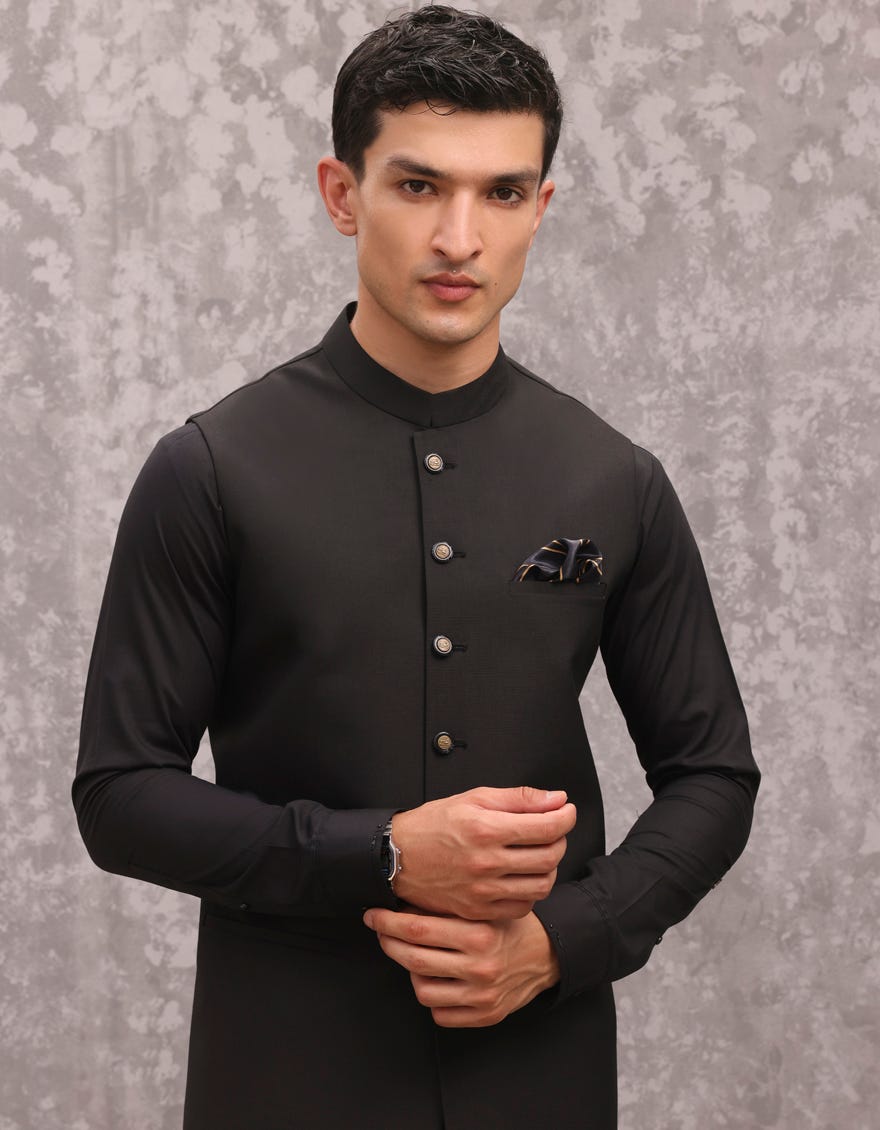 Black Suiting Waistcoat | Jjvc-A-48174