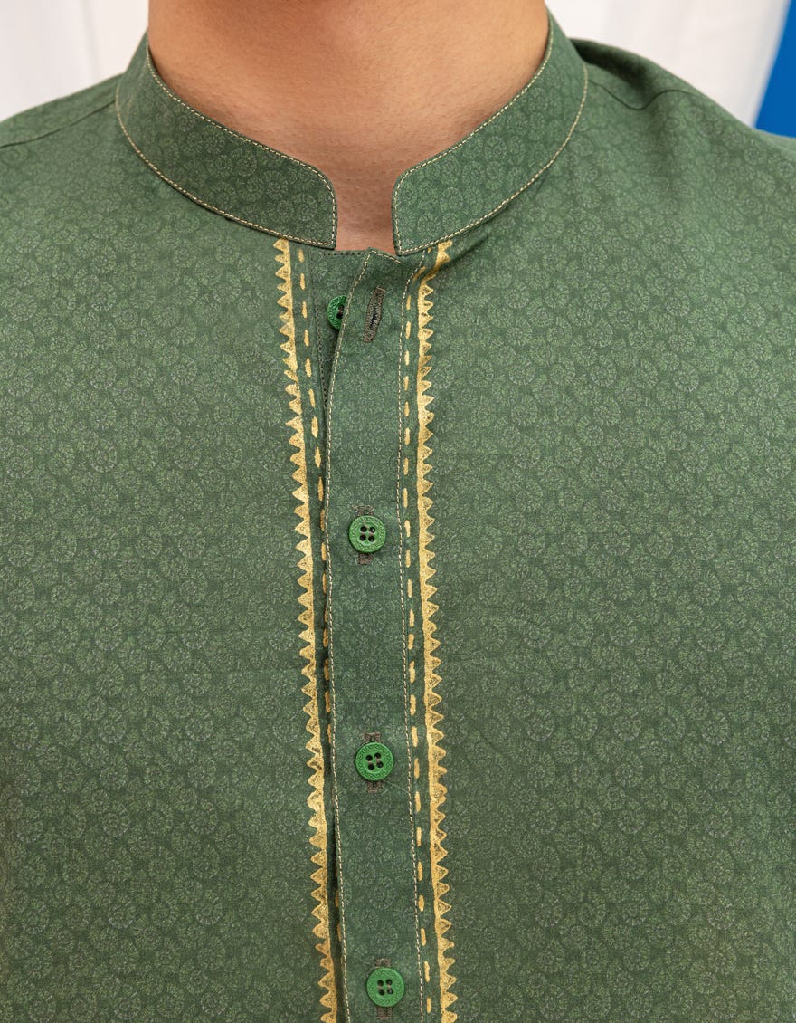 GREEN COTTON KURTA