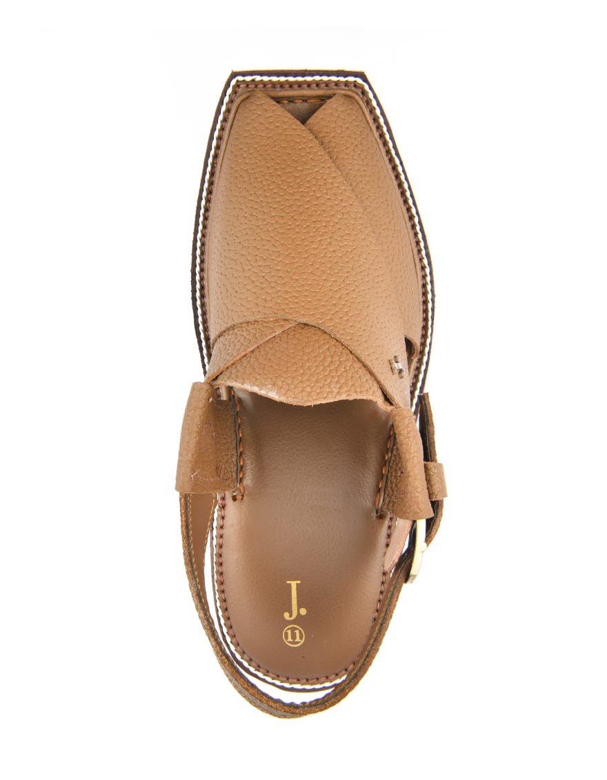 BROWN TEXTURED PESHAWARI SANDALS