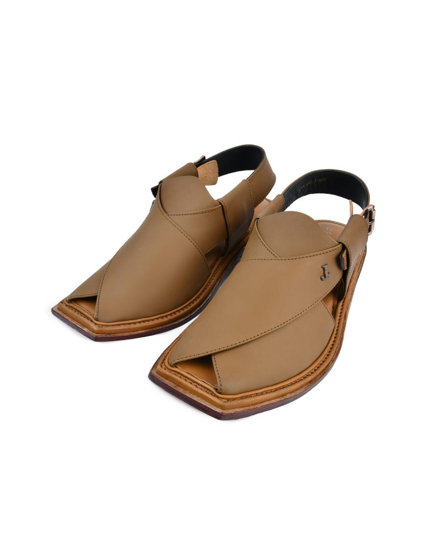 Brown High Chrome Peshawari Chappal | Jjfw-Jpc-11468
