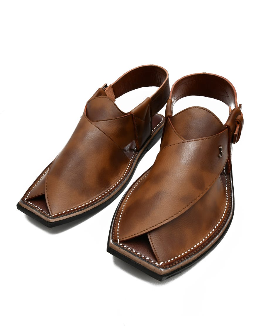 Cinnamon High Chrome Men Peshawari Chappal | Jjfw-Jpc-11480