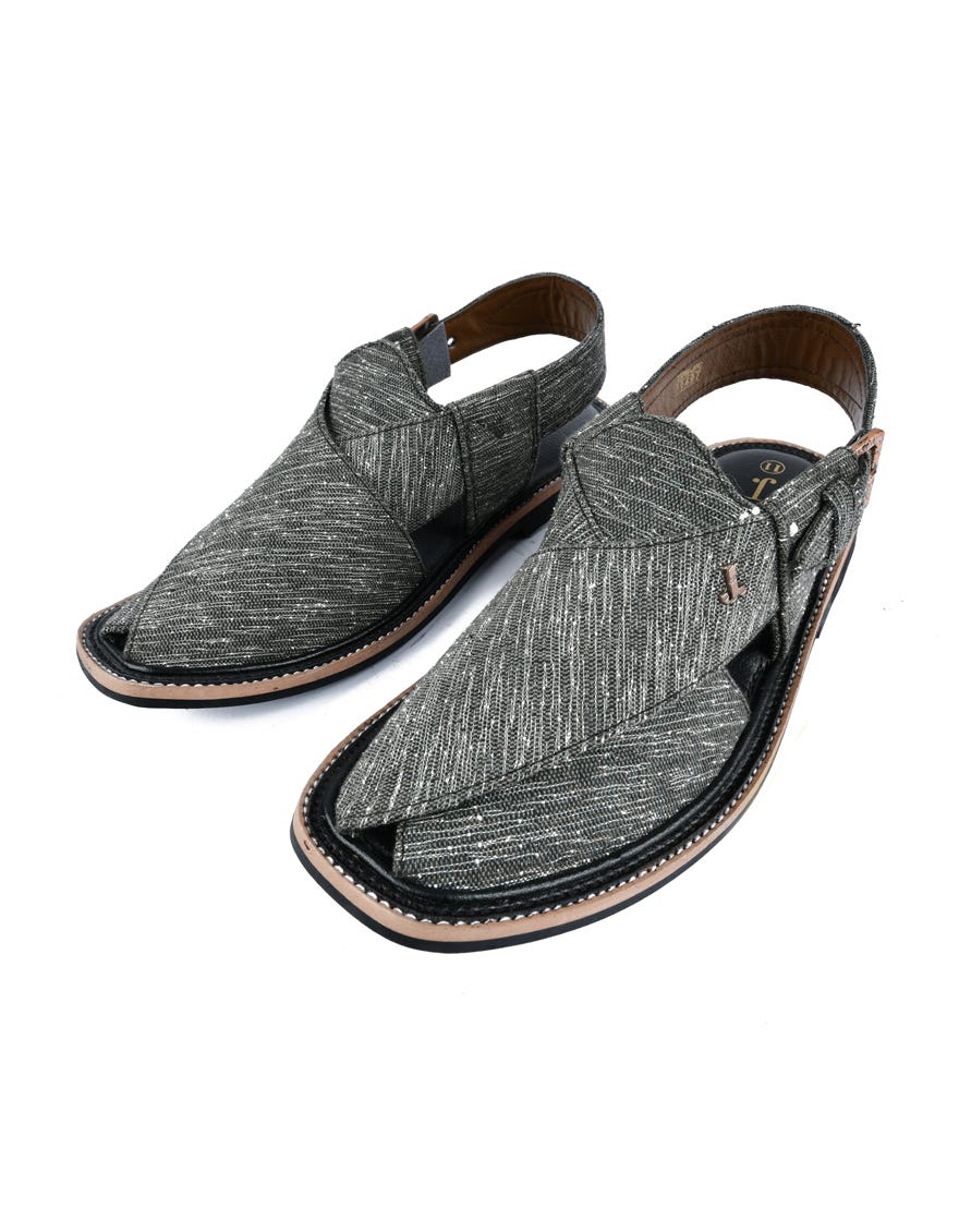 Grey Trendy Peshawari Chappal | Jjfw-Jpc-11497