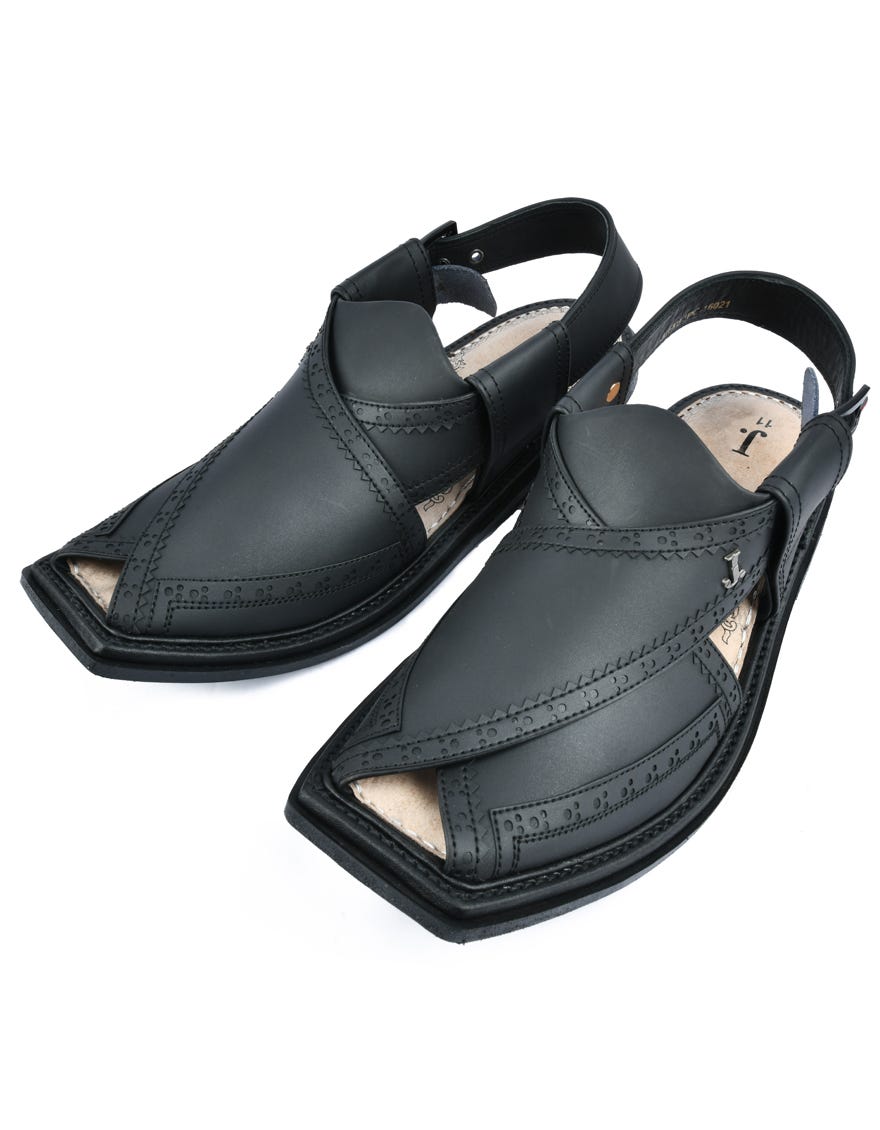 Matt Black Trendy Peshawari Chappal | Jjfw-Jpc-16021
