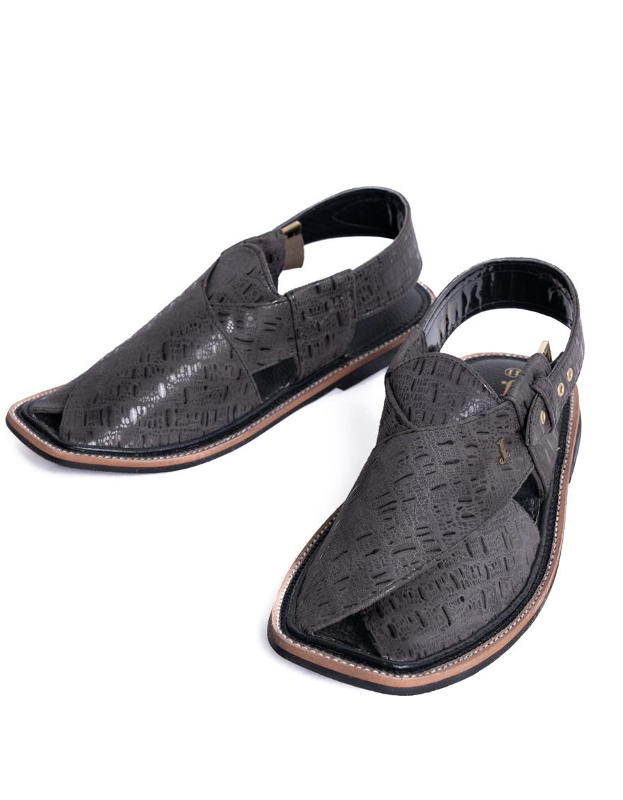 GREY TRENDY PESHAWARI SANDALS