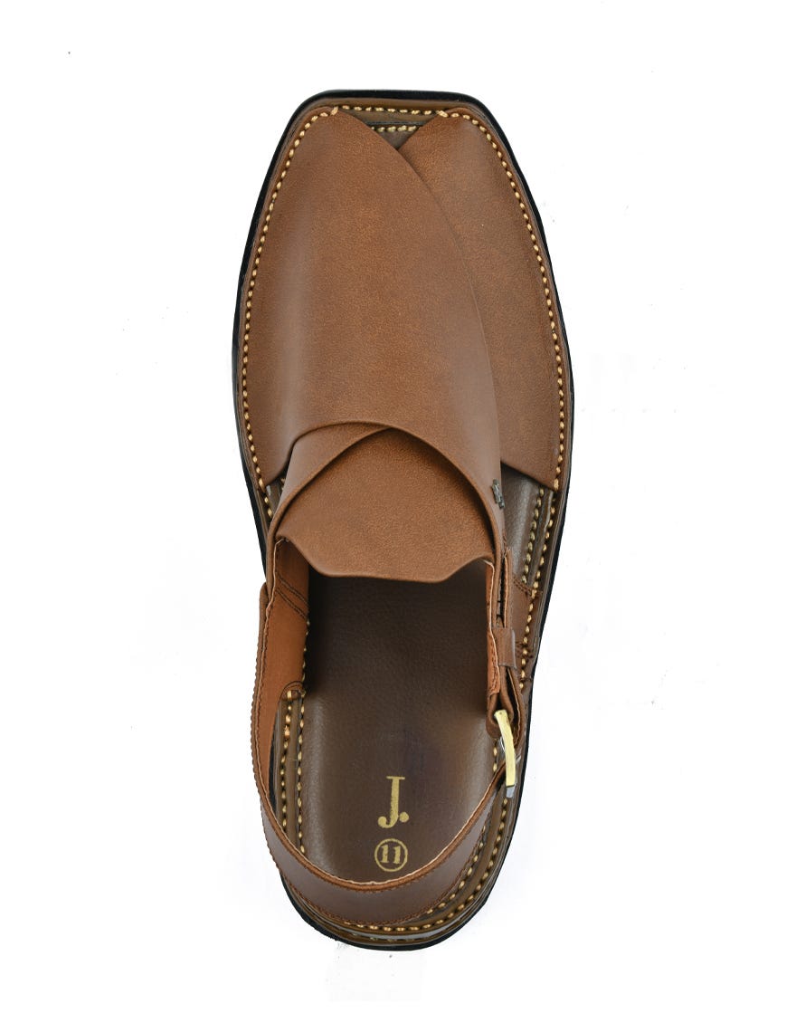 Mustard High Chrome Peshawari Chappal | Jjfw-Jpc-4010