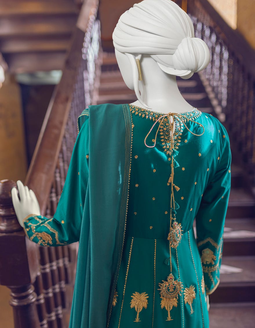 SEA GREEN COTTON 3PC STITCHED | JJPW-W-JPS-22-3942