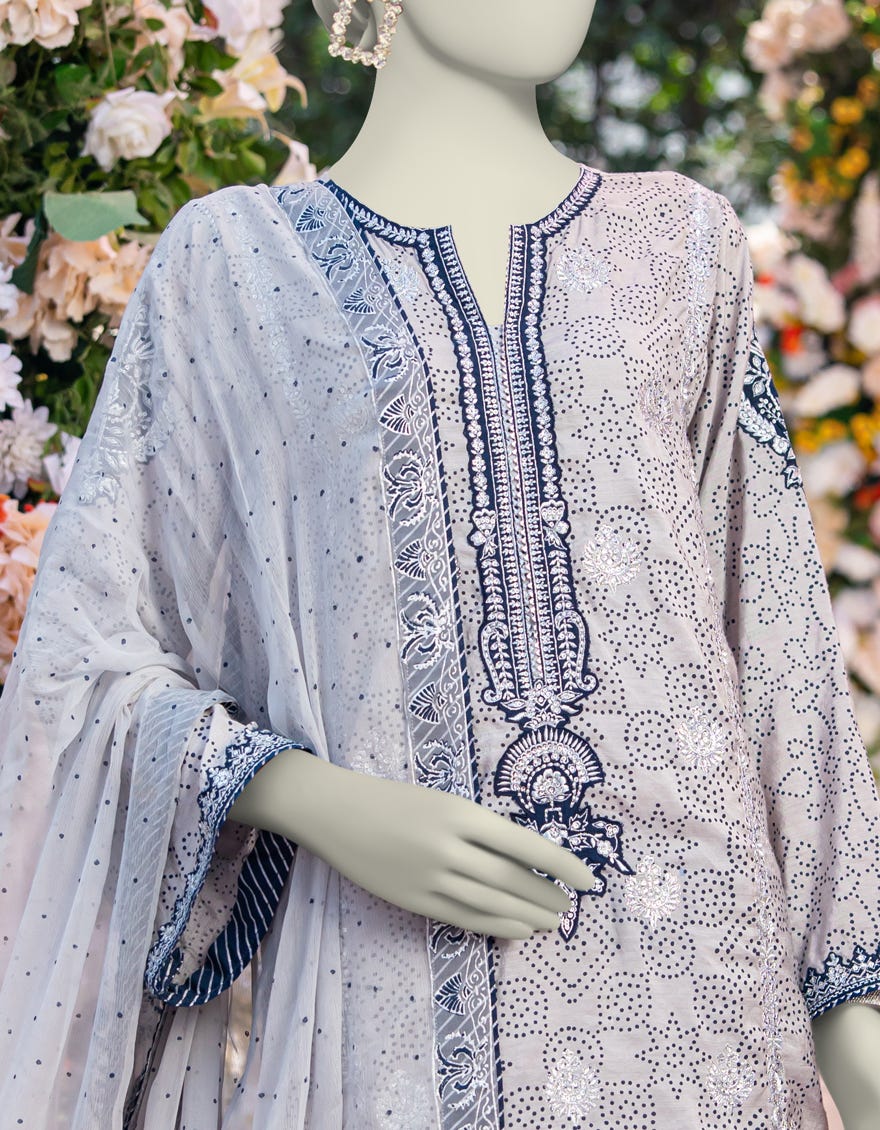 GREY PAPER COTTON EMBROIDERED 3PC STITCHED