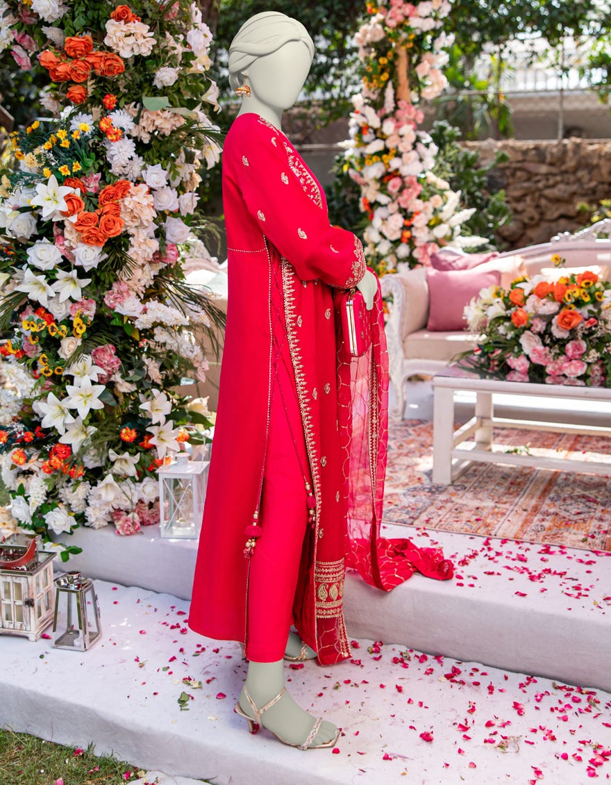 PINK PAPER COTTON EMBROIDERED 3PC STITCHED