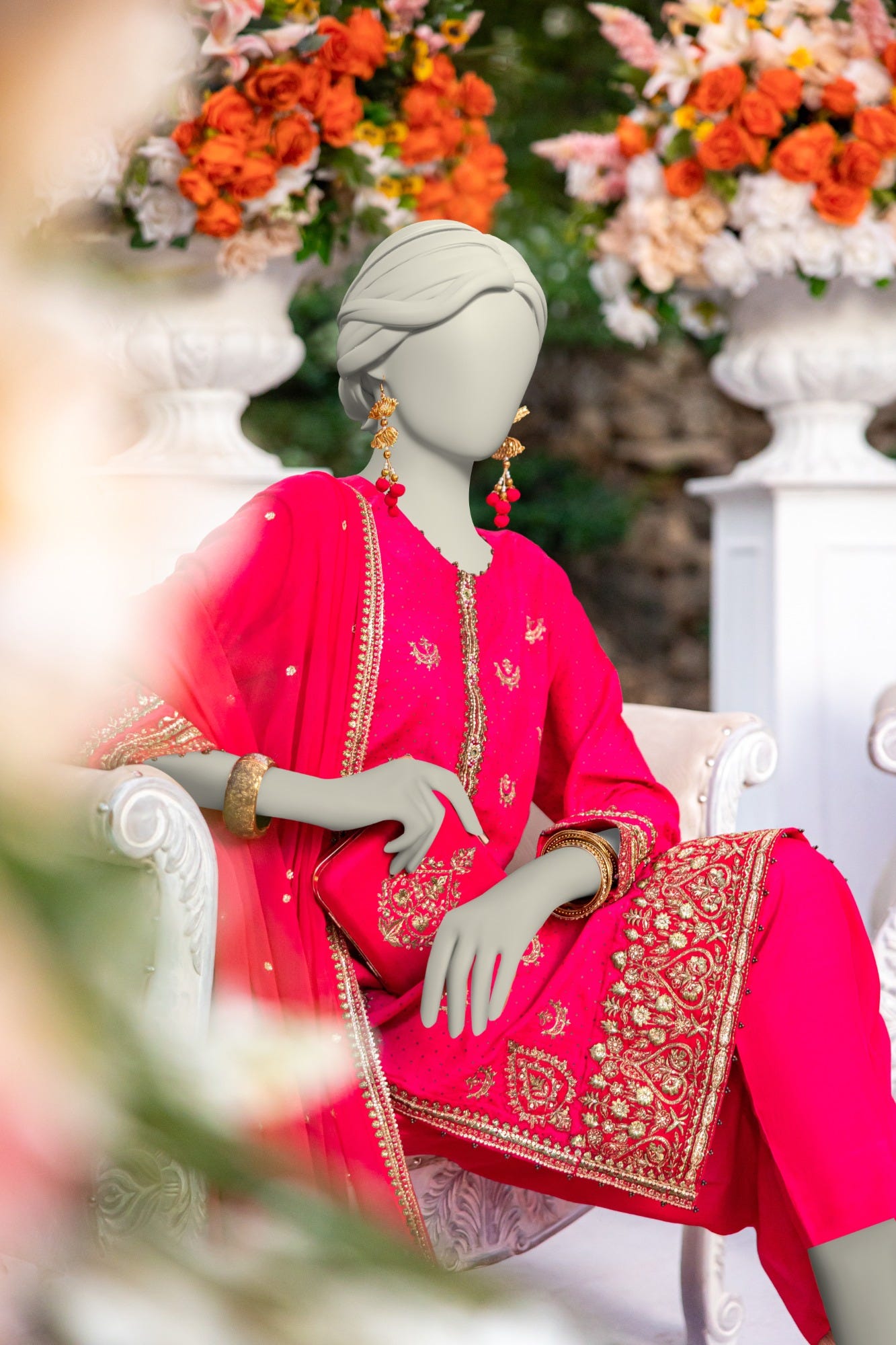 PINK RAW SILK EMBROIDERED 3PC STITCHED