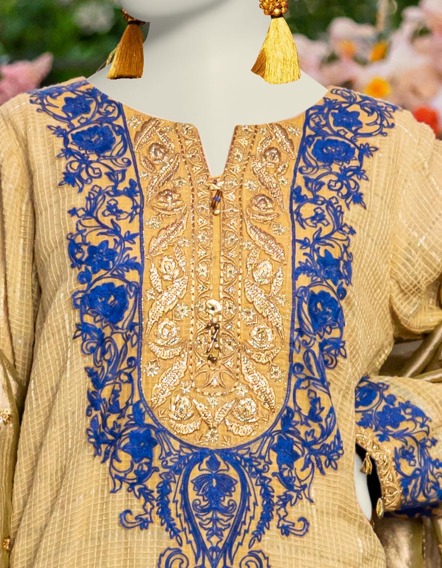 GREEN KHADDI EMBROIDERED 3PC STITCHED