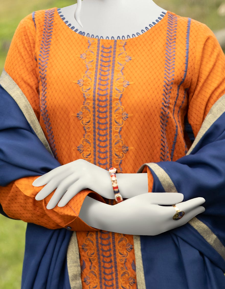 RUST DYED 3PC STITCHED | JJPW-W-JPWS-22-481