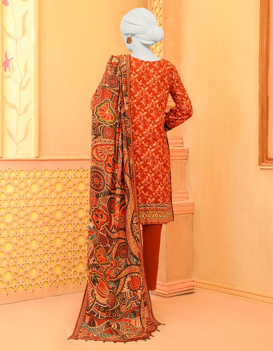 Maroon Organza 3 Piece Stitched Dress | Jjpw-W-Jpws-23-628